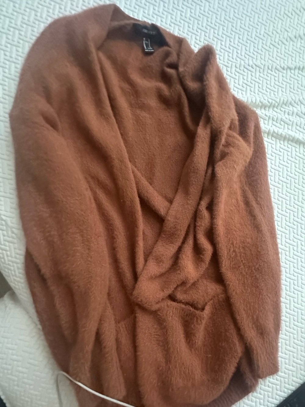 Forever 21 Cozy Open-Front Cardigan in Rust